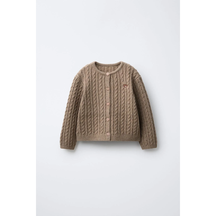 КАРДИГАН ИЗ СМЕСОВОЙ ШЕРСТИ С ВЫШИВКОЙ И УЗОРОМ «КОСЫ»