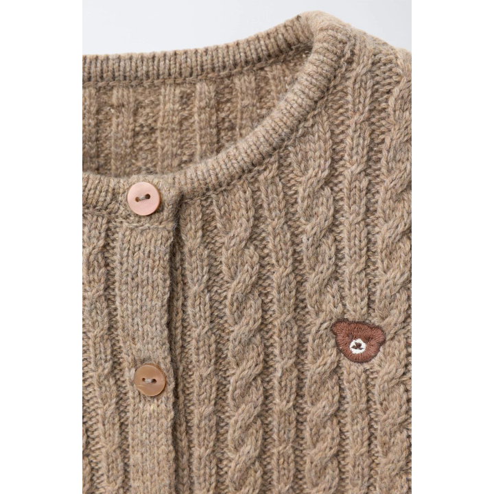 КАРДИГАН ИЗ СМЕСОВОЙ ШЕРСТИ С ВЫШИВКОЙ И УЗОРОМ «КОСЫ»