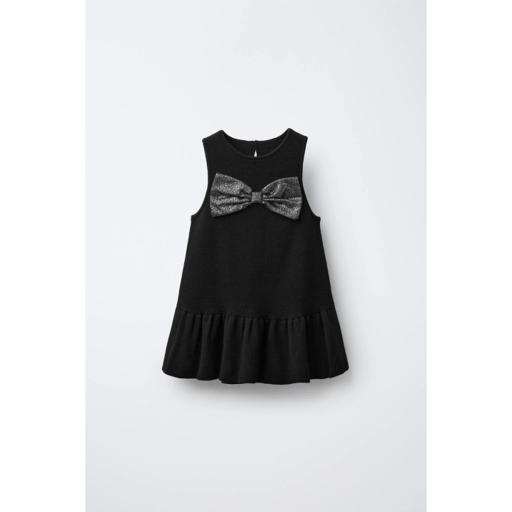 ТРИКОТАЖНОЕ ПЛАТЬЕ С БЛЕСТЯЩИМ БАНТОМ