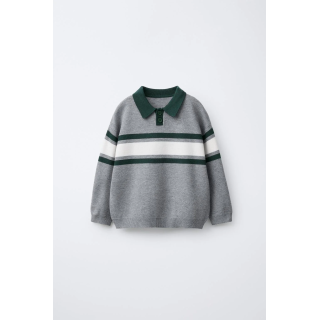 Поло из вязаного полотна в полоску