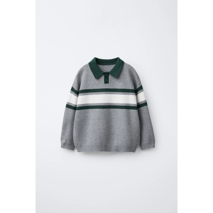 Поло из вязаного полотна в полоску