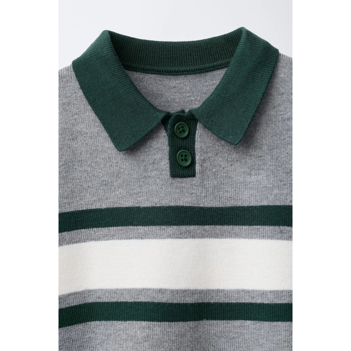 Поло из вязаного полотна в полоску