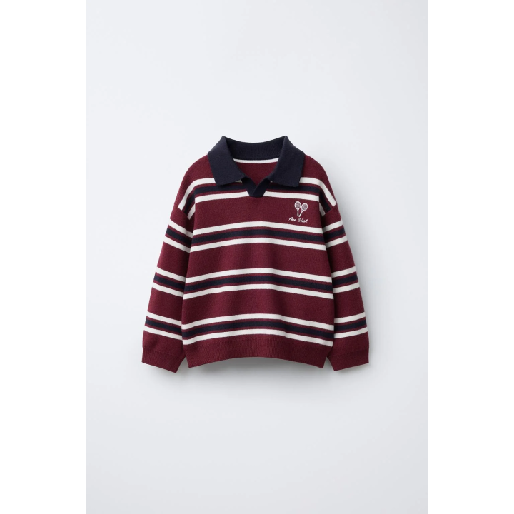 ТРИКОТАЖНОЕ ПОЛО В ПОЛОСКУ С ВЫШИВКОЙ