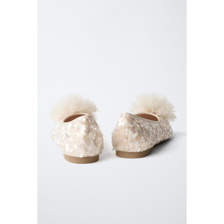 БАЛЕТКИ С ПАЙЕТКАМИ И ПОМПОНОМ