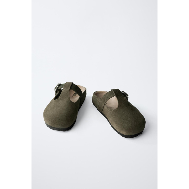 ЗАМШЕВЫЕ САБО С Т-ОБРАЗНЫМ РЕМЕШКОМ