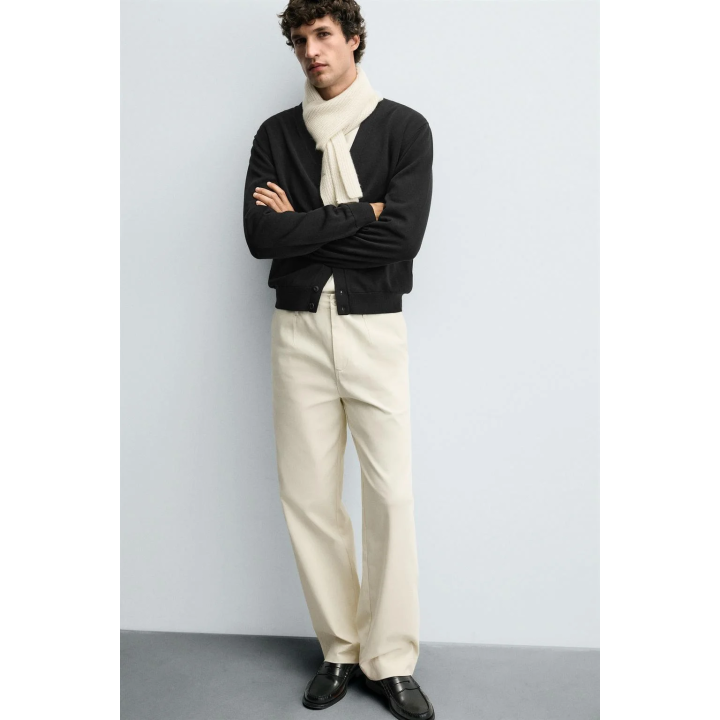 БРЮКИ ИЗ ТВИЛА С РЕЛЬЕФНЫМ УЗОРОМ И РЕМНЕМ