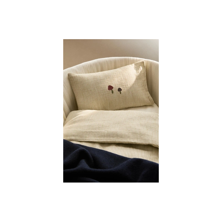 STRIPED MUSLIN MINI COT SHEET SET