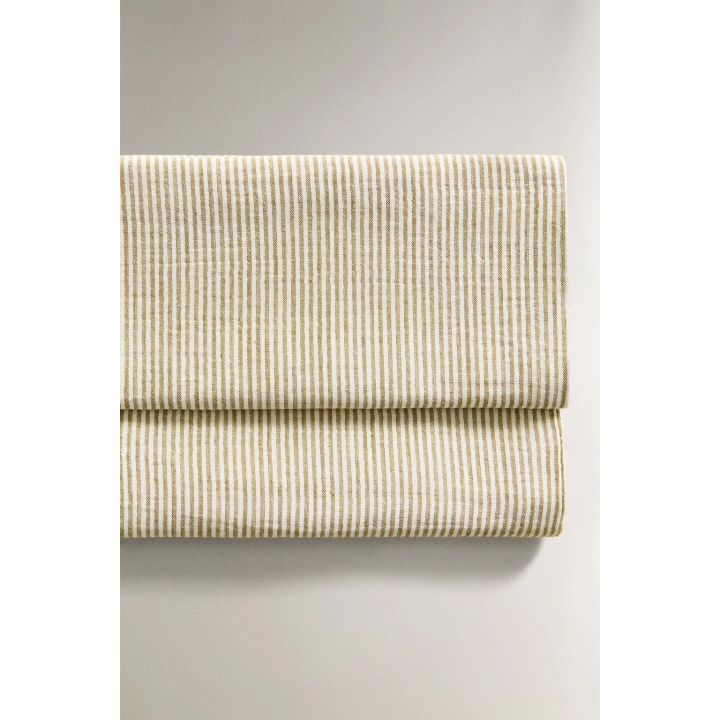 STRIPED MUSLIN MINI COT SHEET SET