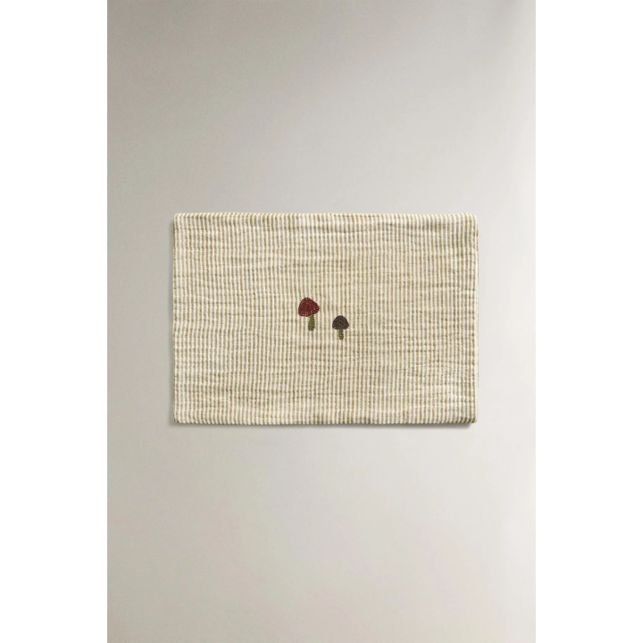 STRIPED MUSLIN MINI COT SHEET SET