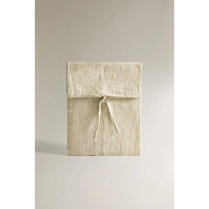 STRIPED MUSLIN MINI COT SHEET SET