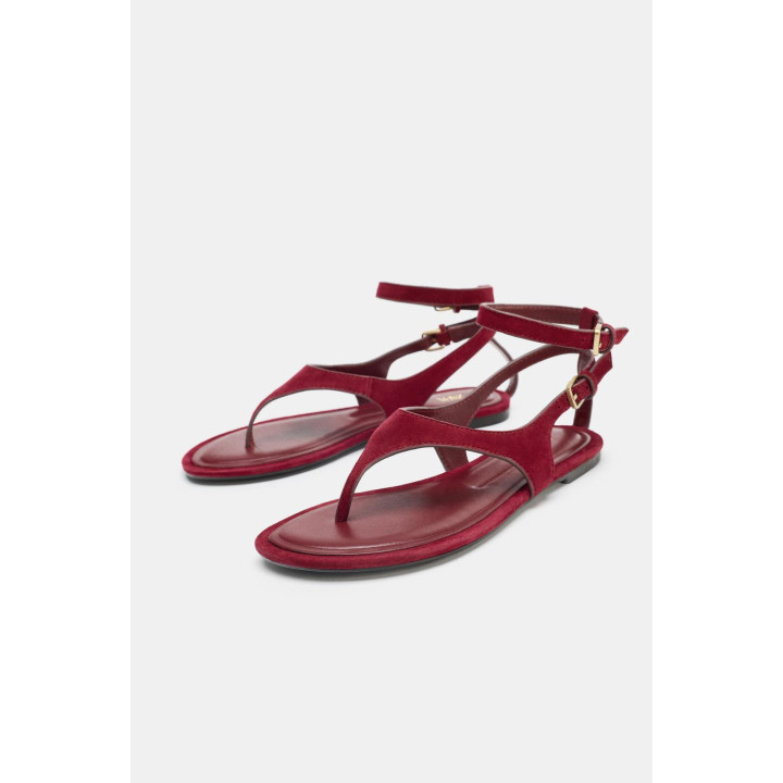 ПЛОСКИЕ САНДАЛИИ С ПЕРЕМЫЧКОЙ ДЛЯ ПАЛЬЦА ИЗ СПИЛКА