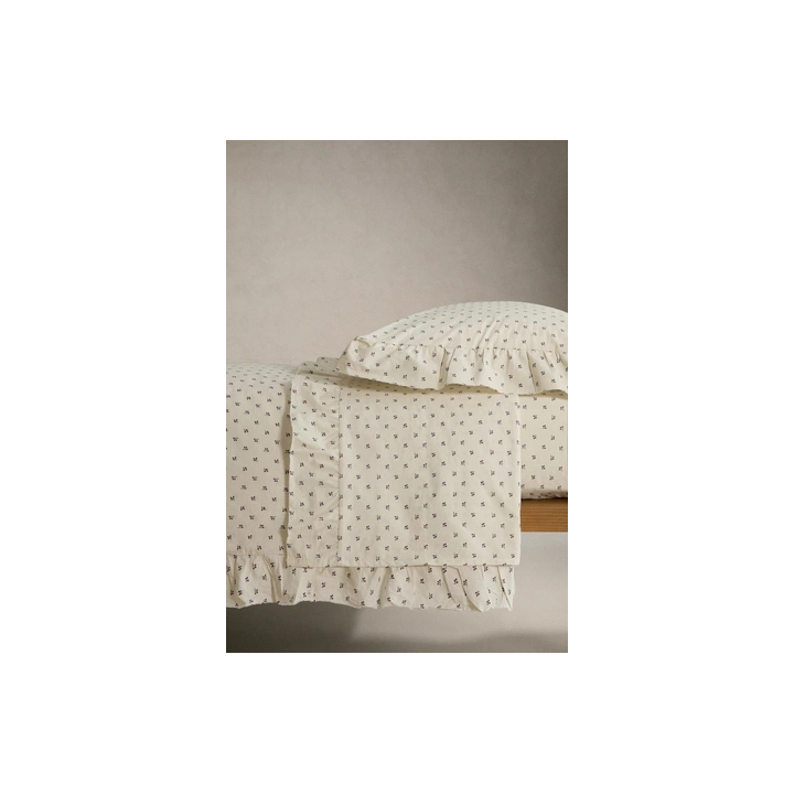 CHILDREN'S RUFFLED FLORAL PRINT DUVET COVER