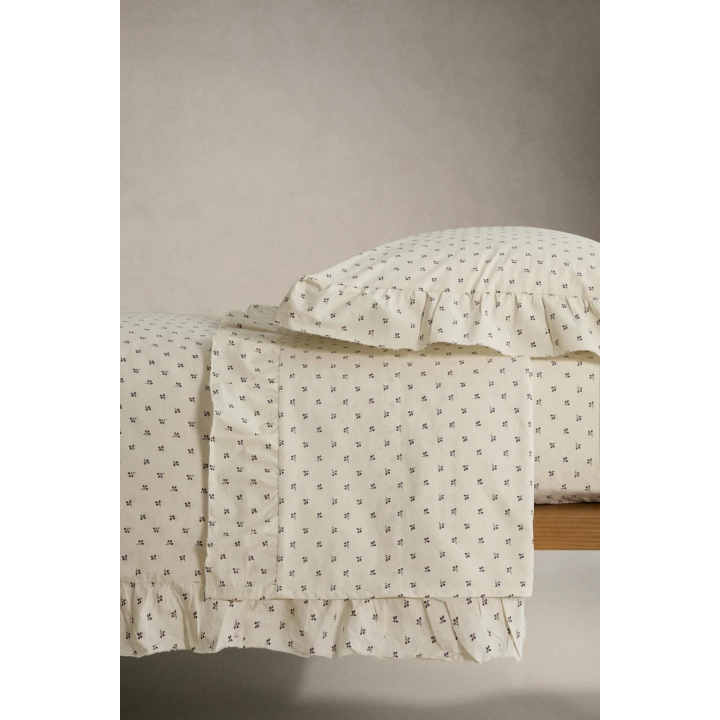 CHILDREN'S RUFFLED FLORAL PRINT DUVET COVER