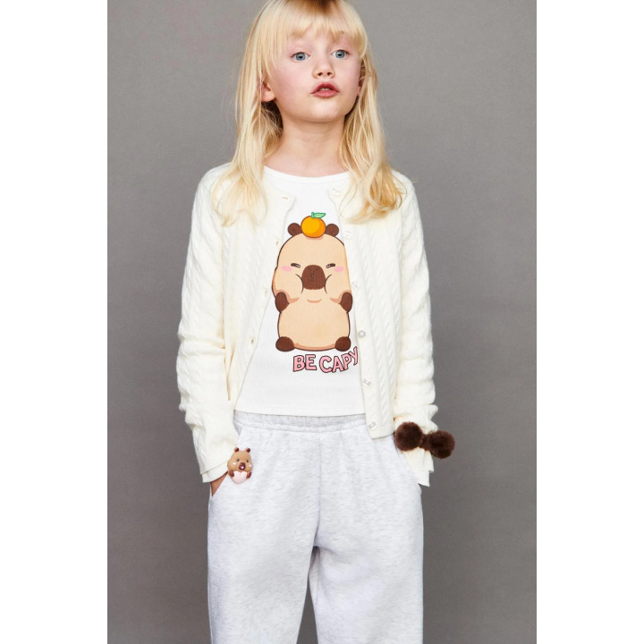 ЛОНГСЛИВ В РУБЧИК С ПРИНТОМ «КАПИБАРА CAPYFUN ©»