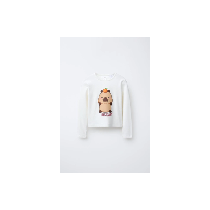 ЛОНГСЛИВ В РУБЧИК С ПРИНТОМ «КАПИБАРА CAPYFUN ©»