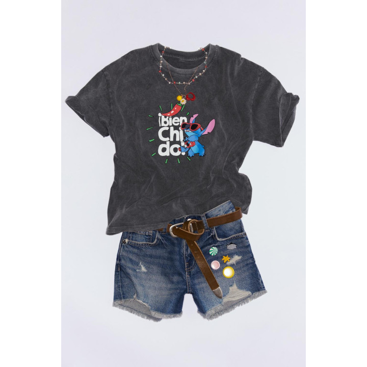 ФУТБОЛКА LILO & STITCH © DISNEY С ЭФФЕКТОМ ПОТЕРТОСТИ