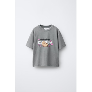 ФУТБОЛКА С ЭФФЕКТОМ ПОТЕРТОСТИ И ПРИНТОМ «КАПИБАРА CAPYFUN ©»