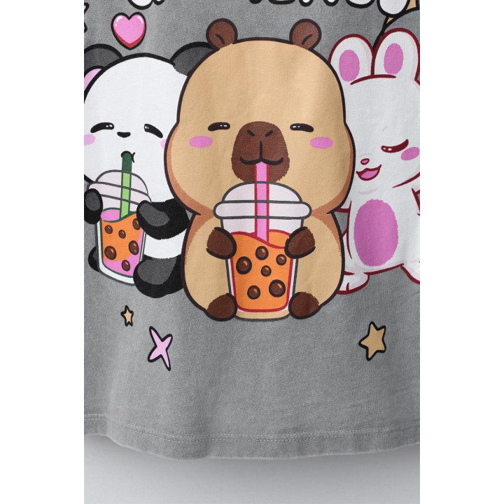 ФУТБОЛКА С ЭФФЕКТОМ ПОТЕРТОСТИ И ПРИНТОМ «КАПИБАРА CAPYFUN ©»