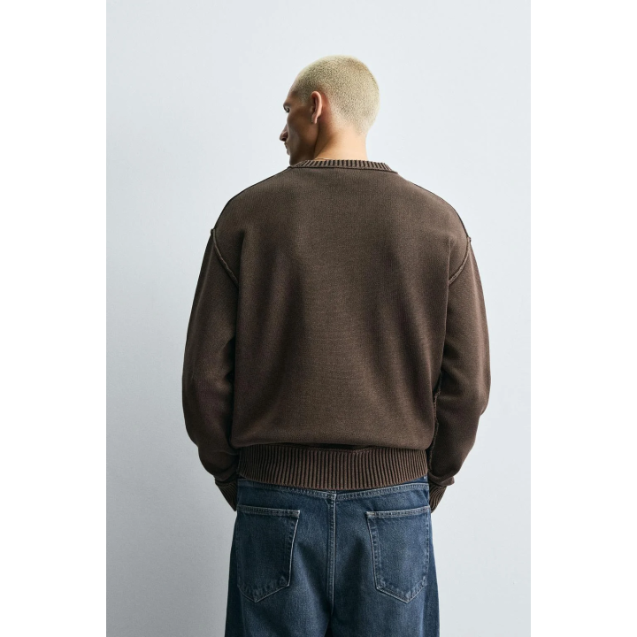 СВИТЕР С ПРИНТОМ И ЭФФЕКТОМ ПОТЕРТОСТИ