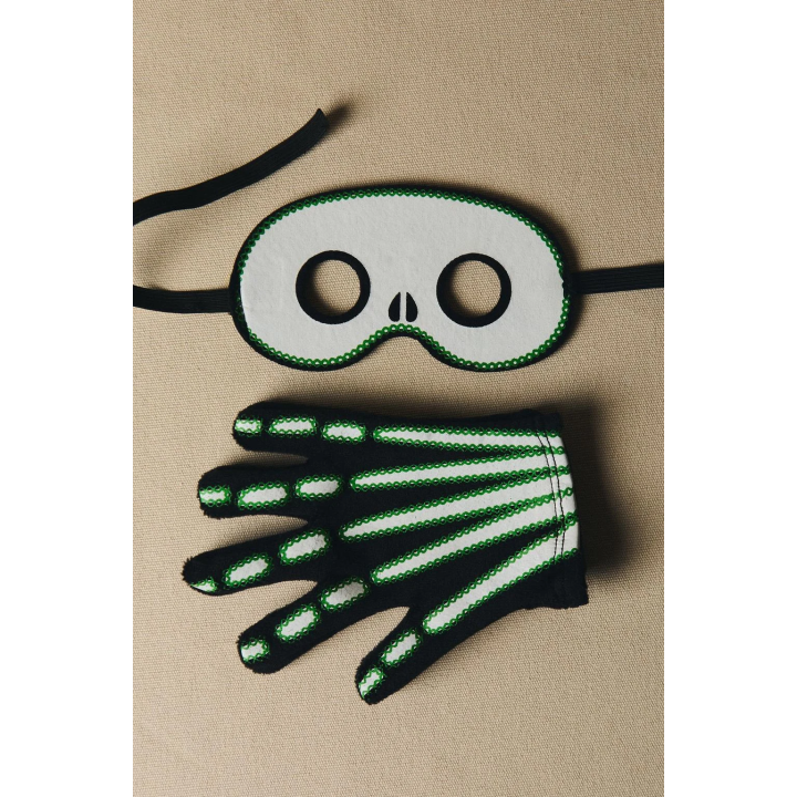 Детский костюм хэллоуин скелет с перчатками и маской на глаза