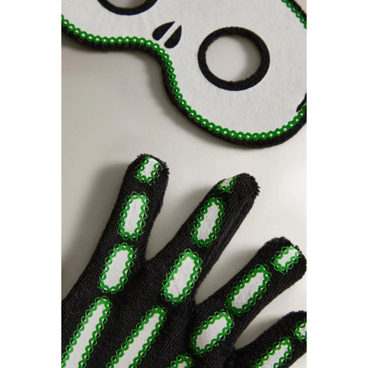 Детский костюм хэллоуин скелет с перчатками и маской на глаза