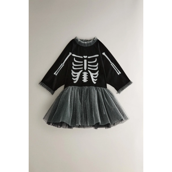 Детский костюм хэллоуин с скелетом из фатина