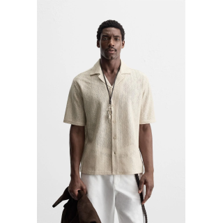 РУБАШКА ИЗ ТКАНИ С ОТКРЫТОЙ ТЕКСТУРОЙ «ЁЛОЧКА»