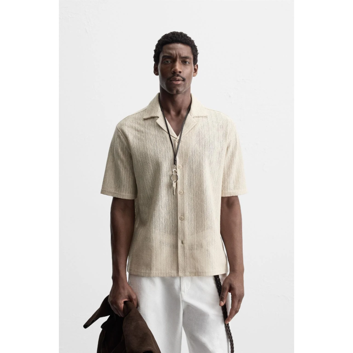 РУБАШКА ИЗ ТКАНИ С ОТКРЫТОЙ ТЕКСТУРОЙ «ЁЛОЧКА»