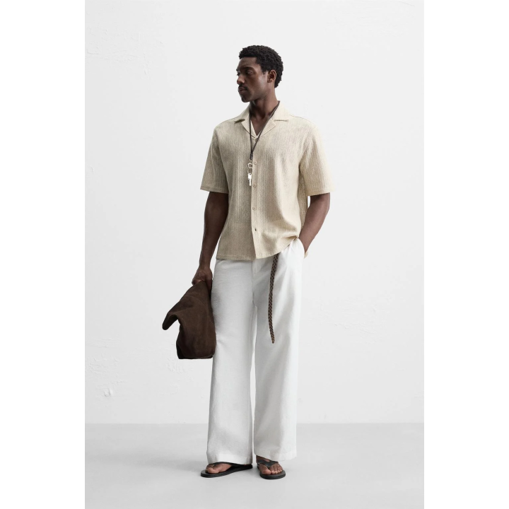 РУБАШКА ИЗ ТКАНИ С ОТКРЫТОЙ ТЕКСТУРОЙ «ЁЛОЧКА»