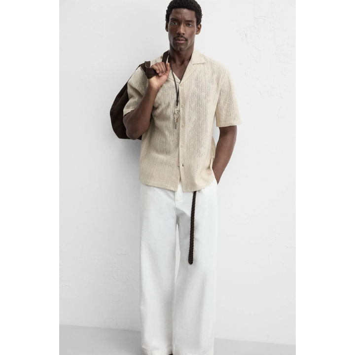 РУБАШКА ИЗ ТКАНИ С ОТКРЫТОЙ ТЕКСТУРОЙ «ЁЛОЧКА»