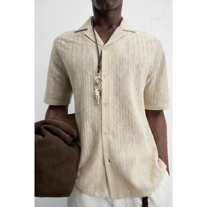 РУБАШКА ИЗ ТКАНИ С ОТКРЫТОЙ ТЕКСТУРОЙ «ЁЛОЧКА»
