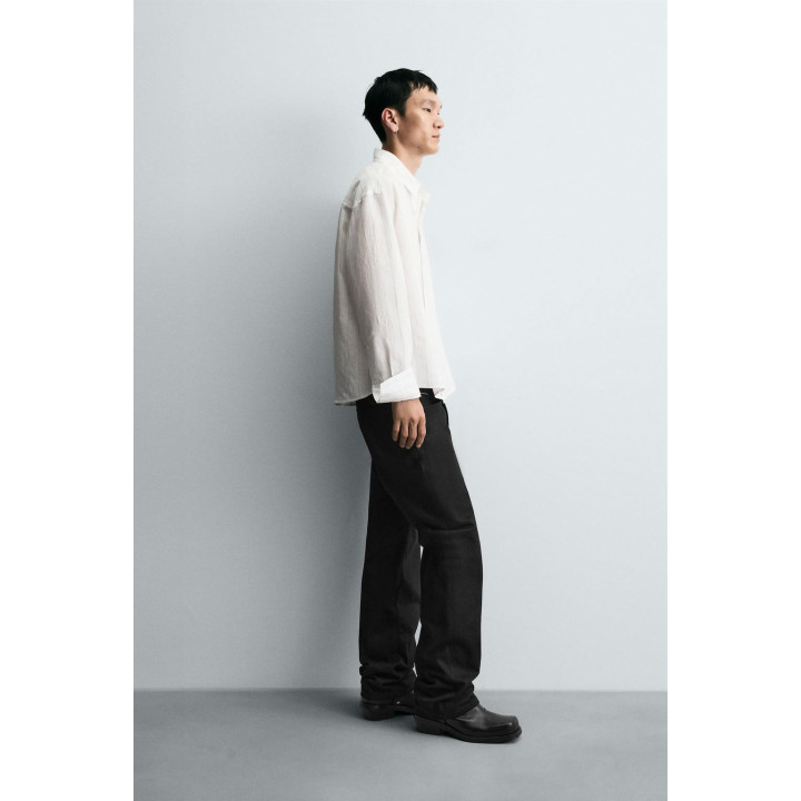 РУБАШКА СТРУЯЩЕГОСЯ ПОКРОЯ С НЕРОВНОЙ ПОЛОСКОЙ