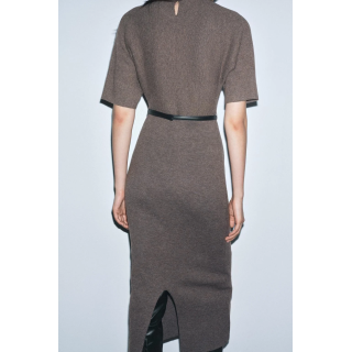 ВЯЗАНОЕ ПЛАТЬЕ МИДИ С ПОЯСОМ