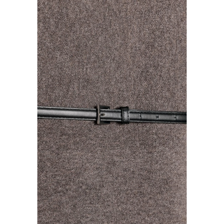 ВЯЗАНОЕ ПЛАТЬЕ МИДИ С ПОЯСОМ