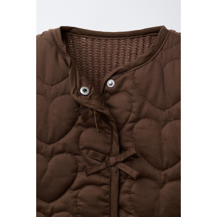 СТЕГАНАЯ КУРТКА С ТРИКОТАЖНОЙ ОТДЕЛКОЙ