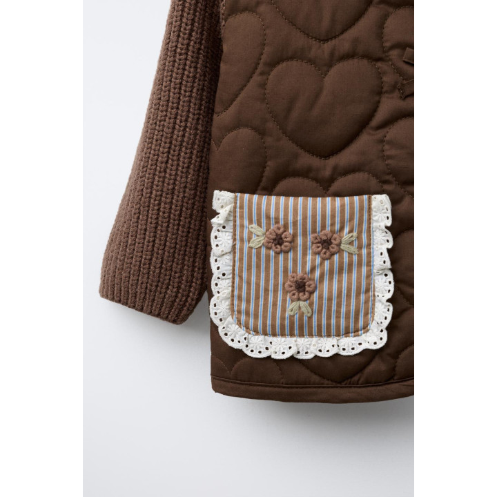 СТЕГАНАЯ КУРТКА С ТРИКОТАЖНОЙ ОТДЕЛКОЙ