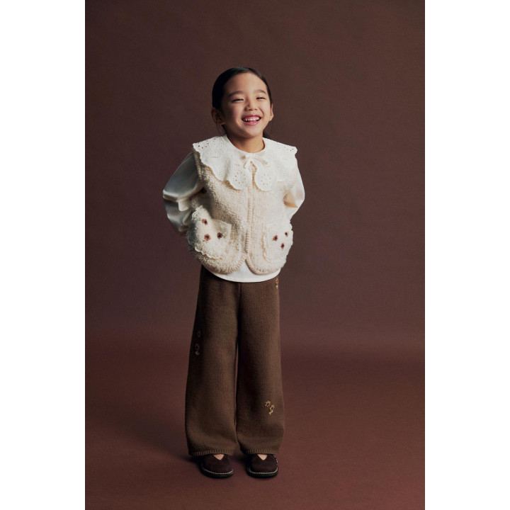 ТРИКОТАЖНЫЕ БРЮКИ С ВЫШИВКОЙ В ВИДЕ ЦВЕТОВ