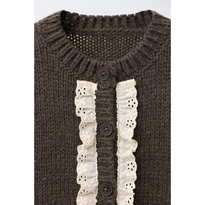 ВЯЗАНЫЙ КАРДИГАН С КРУЖЕВОМ