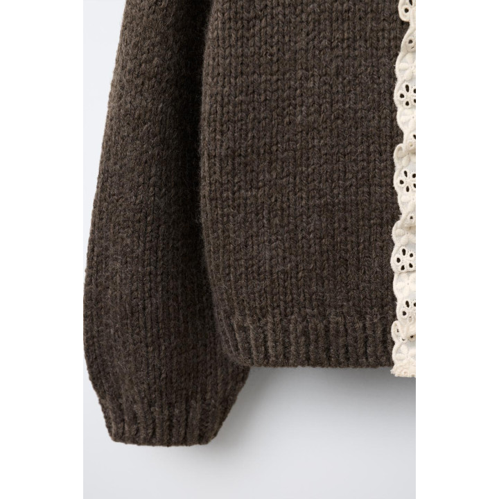 ВЯЗАНЫЙ КАРДИГАН С КРУЖЕВОМ