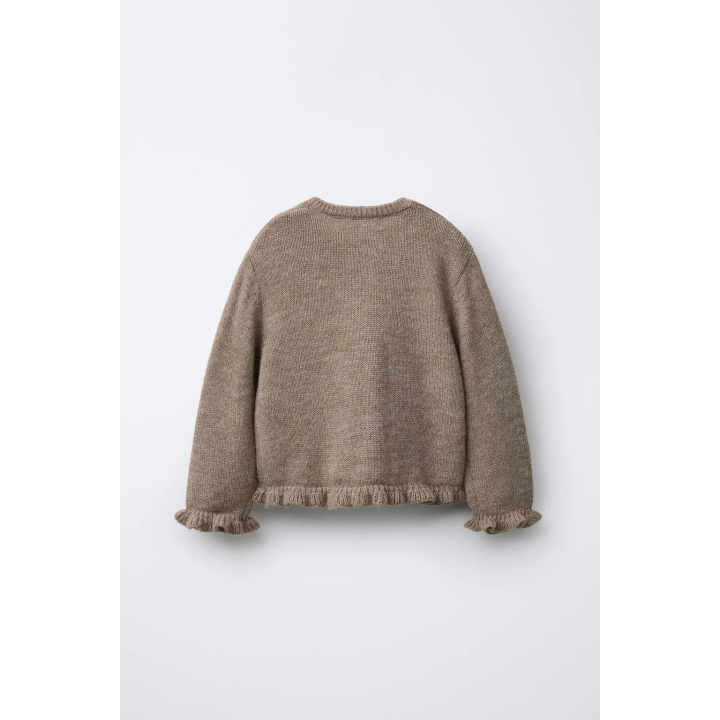 ВЯЗАНЫЙ КАРДИГАН С ВОЛАНАМИ И ШЕРСТЬЮ