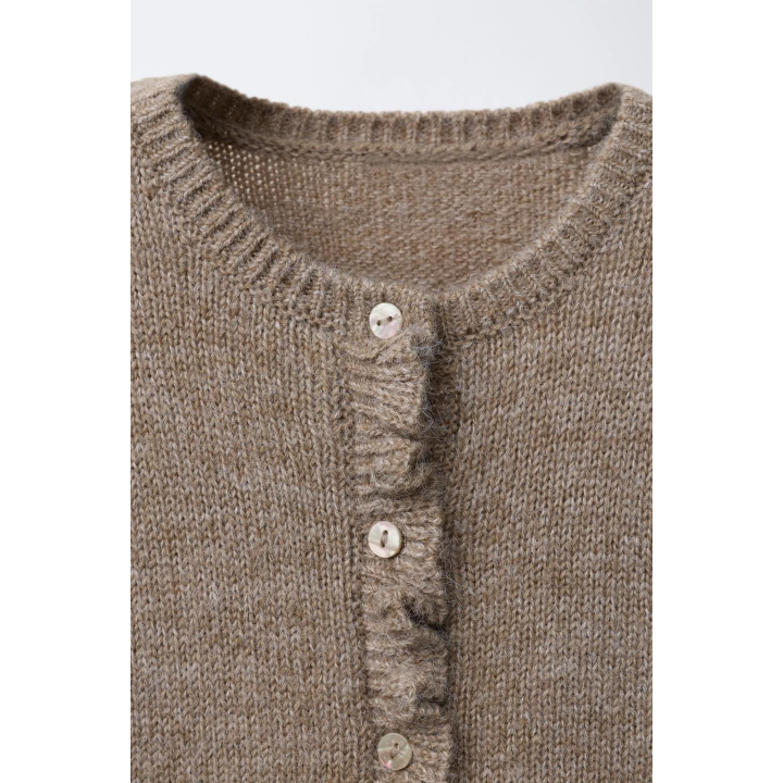 ВЯЗАНЫЙ КАРДИГАН С ВОЛАНАМИ И ШЕРСТЬЮ