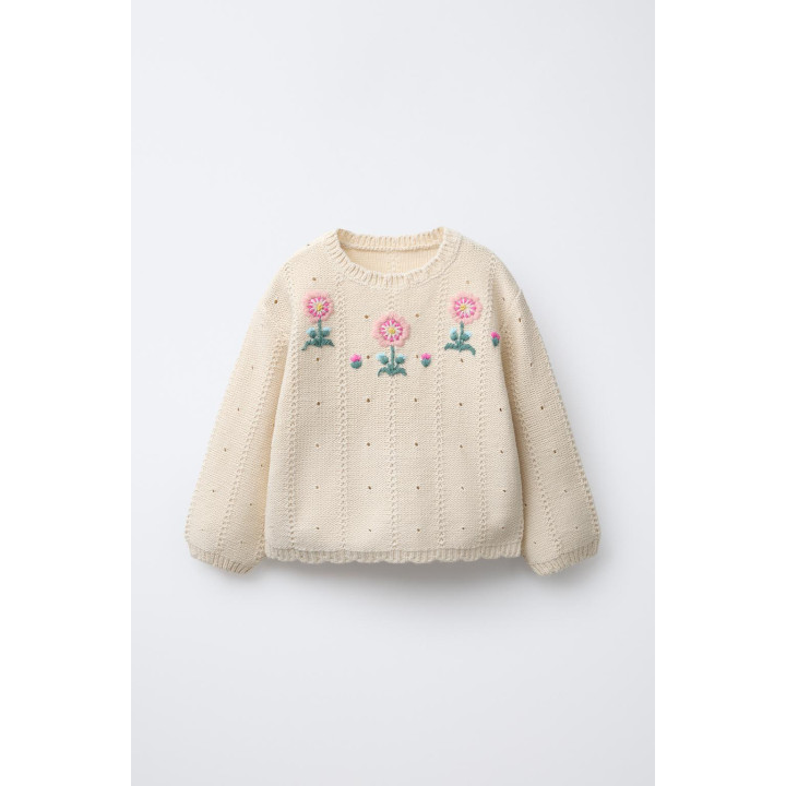 ТРИКОТАЖНЫЙ ДЖЕМПЕР С ВЫШИВКОЙ В ВИДЕ ЦВЕТОВ