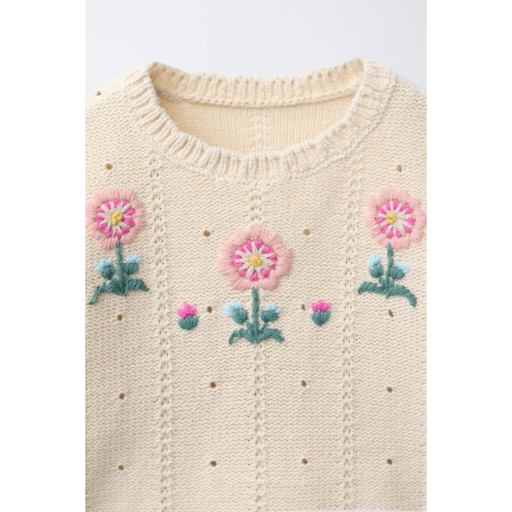 ТРИКОТАЖНЫЙ ДЖЕМПЕР С ВЫШИВКОЙ В ВИДЕ ЦВЕТОВ