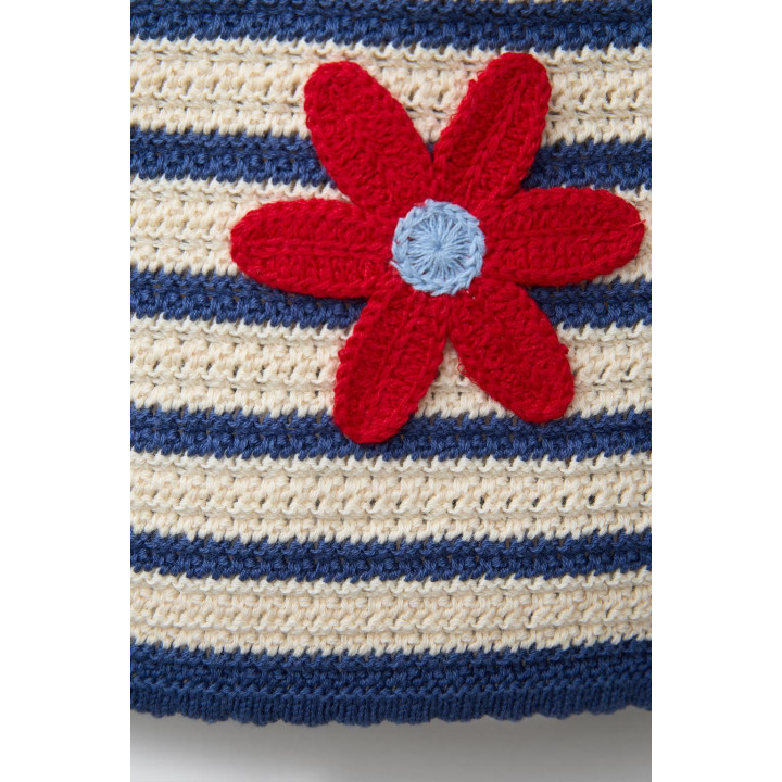 ТРИКОТАЖНЫЙ ТОП В ПОЛОСКУ С ЦВЕТОЧНЫМ РИСУНКОМ