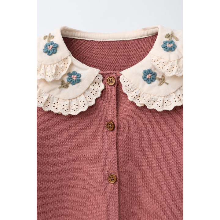 Кардиган с двойным воротником из вязаного полотна