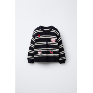 ТРИКОТАЖНЫЙ ДЖЕМПЕР В ПОЛОСКУ С НАШИВКАМИ HELLO KITTY © SANRIO