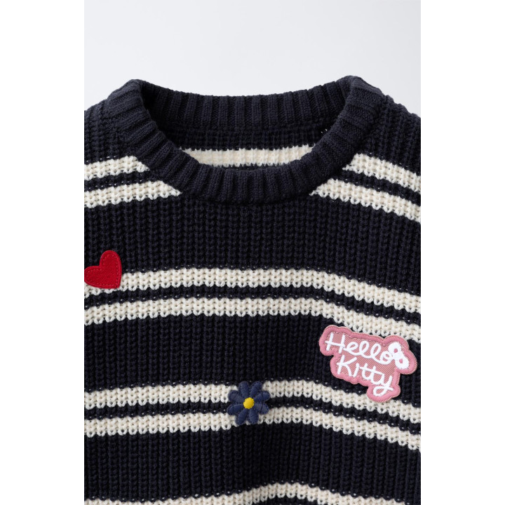 ТРИКОТАЖНЫЙ ДЖЕМПЕР В ПОЛОСКУ С НАШИВКАМИ HELLO KITTY © SANRIO