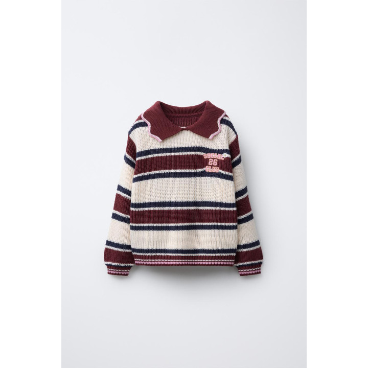 ТРИКОТАЖНЫЙ ДЖЕМПЕР ПОЛО В ПОЛОСКУ С ВЫШИВКОЙ