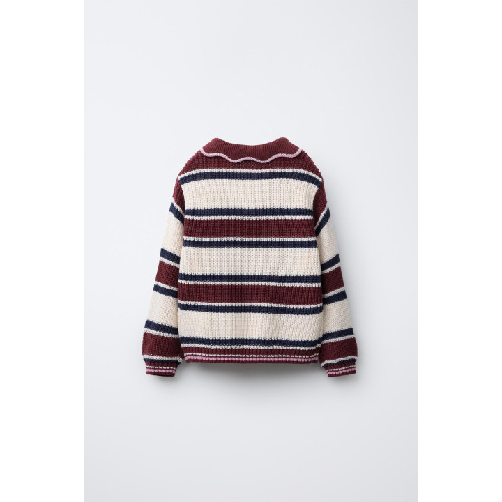 ТРИКОТАЖНЫЙ ДЖЕМПЕР ПОЛО В ПОЛОСКУ С ВЫШИВКОЙ