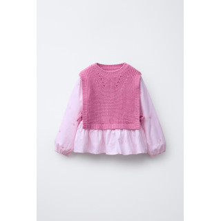 РУБАШКА С ВЫШИВКОЙ «СЕРДЦА» И ТРИКОТАЖНЫЙ ЖИЛЕТ